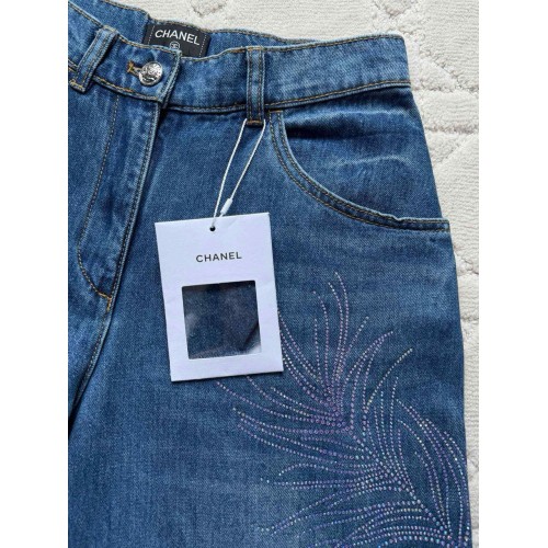 CHANEL Feather Leaf Rhinestone Jeans Cost CHANEL Feather Leaf Rhinestone Jeans Cost