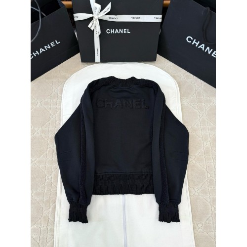 CHANEL Lambswool Logo Pullover Sweatshirt - Black