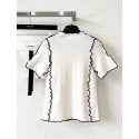 CHANEL Over Jacquard Logo Knitted Short Sleeves Vest - White CHANEL Over Jacquard Logo Knitted Short Sleeves Vest - White