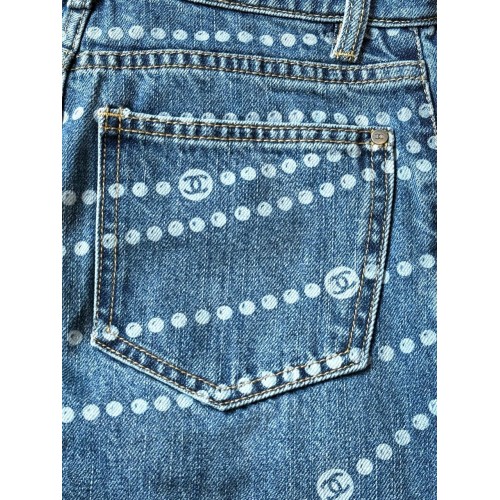 CHANEL Pearl Printed Jeans - Blue CHANEL Pearl Printed Jeans - Blue