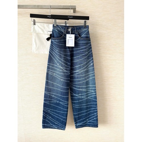 CHANEL Pearl Printed Jeans - Blue CHANEL Pearl Printed Jeans - Blue
