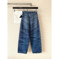 CHANEL Pearl Printed Jeans - Blue