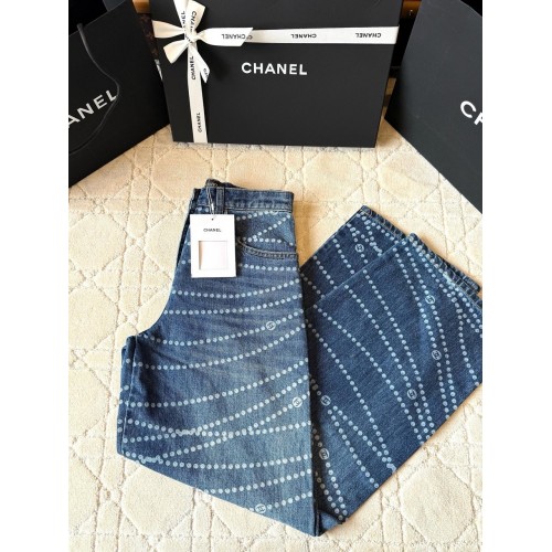 CHANEL Pearl Printed Jeans - Blue CHANEL Pearl Printed Jeans - Blue