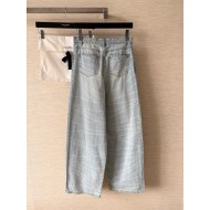 CHANEL Pearl Printed Jeans - Grey and Light Blue