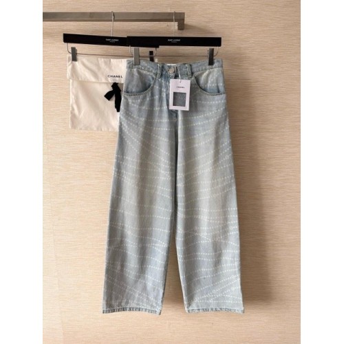 CHANEL Pearl Printed Jeans - Grey and Light Blue CHANEL Pearl Printed Jeans - Grey and Light Blue