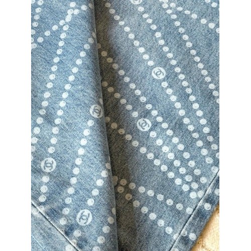 CHANEL Pearl Printed Jeans - Light Blue CHANEL Pearl Printed Jeans - Light Blue