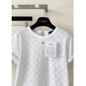 CHANEL Short Sleeved Shirt with a Logo Design - White CHANEL Short Sleeved Shirt with a Logo Design - White
