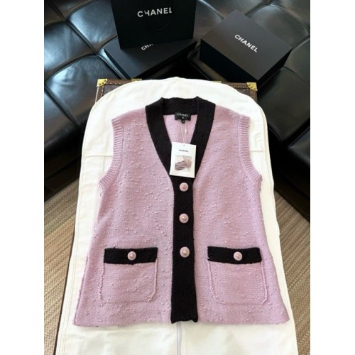 CHANEL2024FW Sleeveless Cardigan - Pink
