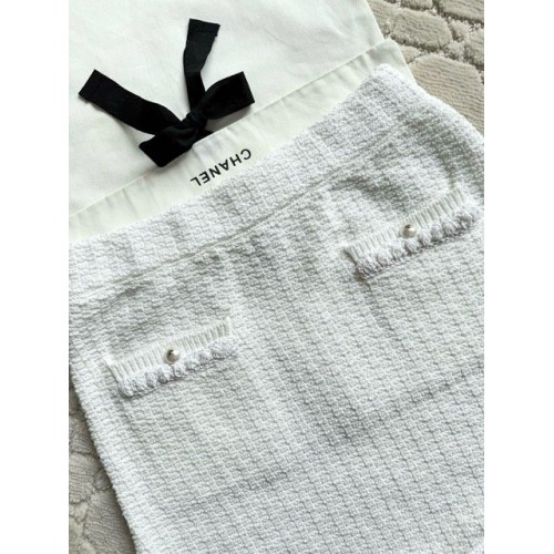 CHANEL25P Pearl Ribbon Skirt - White CHANEL25P Pearl Ribbon Skirt - White