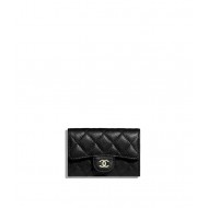 CHANEL Flap Card Holder Grained Calfskin - Black Gold