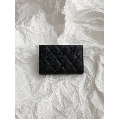 CHANEL Flap Card Holder Grained Calfskin - Black Gold