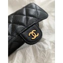 CHANEL Flap Card Holder Grained Calfskin - Black Gold