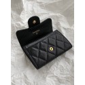 CHANEL Flap Card Holder Grained Calfskin - Black Gold