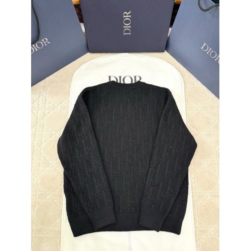 DIOR 2025SS Early Spring Collection Jacquard Wool Knit Pullover - Black