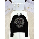 DIOR 2025SS Early Spring Floral Embroidery Knitted Long Sleeve - Black