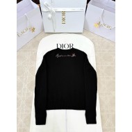 DIOR 2025SS Early Spring Floral Embroidery Knitted Long Sleeve - Black
