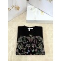 DIOR 2025SS Early Spring Floral Embroidery Knitted Long Sleeve - Black