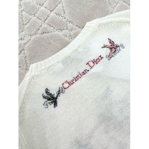 DIOR 2025SS Early Spring Floral Embroidery Knitted Long Sleeve - White