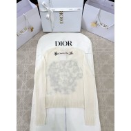 DIOR 2025SS Early Spring Floral Embroidery Knitted Long Sleeve - White
