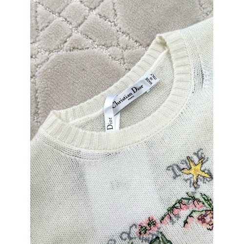 DIOR 2025SS Early Spring Floral Embroidery Knitted Long Sleeve - White