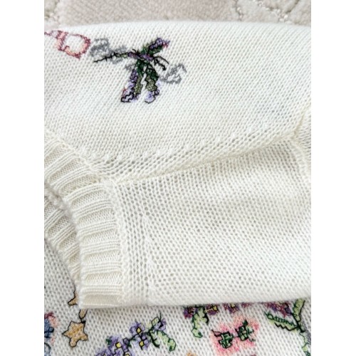 DIOR 2025SS Early Spring Floral Embroidery Knitted Long Sleeve - White
