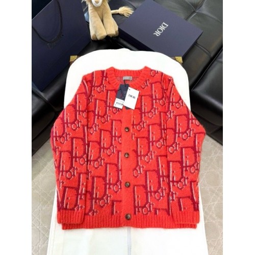 DIOR 2025SS Early Spring Snake Year Series Mohair Cardigan - Red