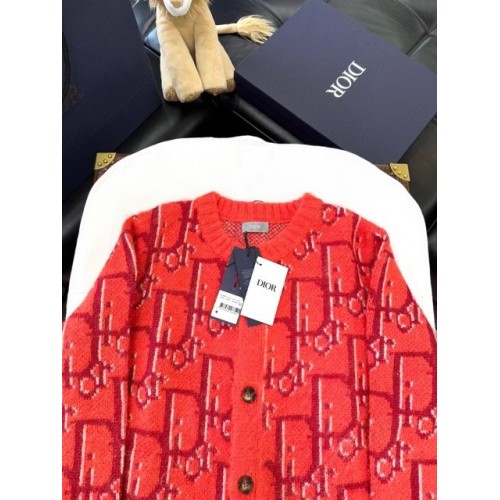 DIOR 2025SS Early Spring Snake Year Series Mohair Cardigan - Red DIOR 2025SS Early Spring Snake Year Series Mohair Cardigan - Red
