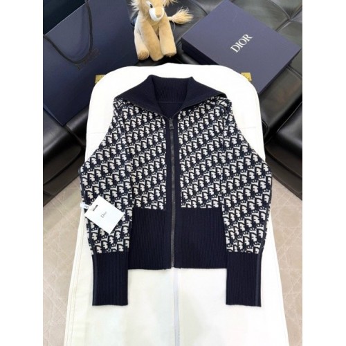 DIOR 2025SS Limited Edition Monogram Knitted Double-sided Pure Wool Jacket