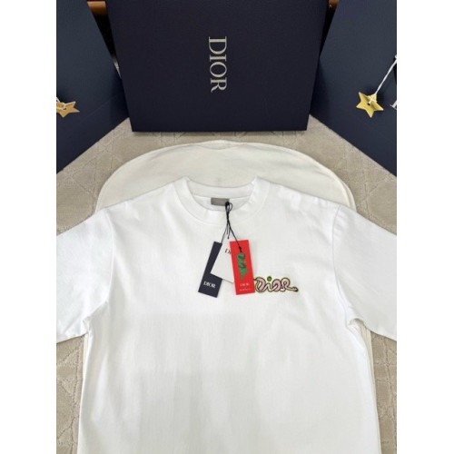 DIOR 2025SS Snake Letter Embroidered Short Sleeve - White DIOR 2025SS Snake Letter Embroidered Short Sleeve - White