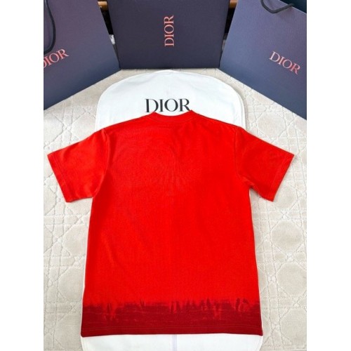 DIOR 2025SS Year of the Snake Printed Smudge Short Sleeves - Red