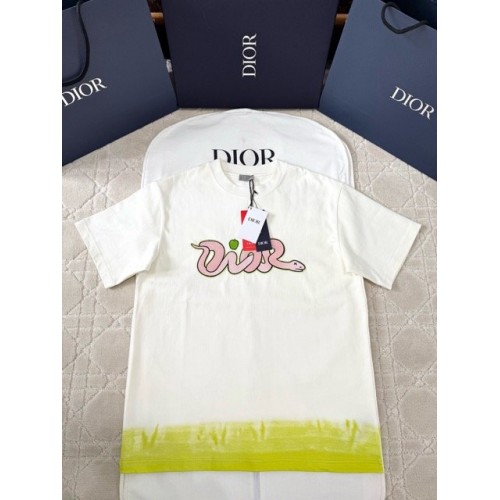 DIOR 2025SS Year of the Snake Printed Smudge Short Sleeves - White