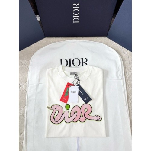 DIOR 2025SS Year of the Snake Printed Smudge Short Sleeves - White DIOR 2025SS Year of the Snake Printed Smudge Short Sleeves - White