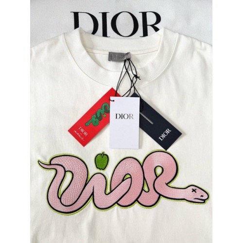 DIOR 2025SS Year of the Snake Printed Smudge Short Sleeves - White DIOR 2025SS Year of the Snake Printed Smudge Short Sleeves - White
