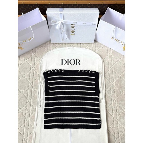 DIOR 25SS Custom-Dyed Striped Shoulder Strap Vest