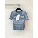DIOR 25SS Striped Knitted Lettering Short Sleeve - Blue DIOR 25SS Striped Knitted Lettering Short Sleeve - Blue