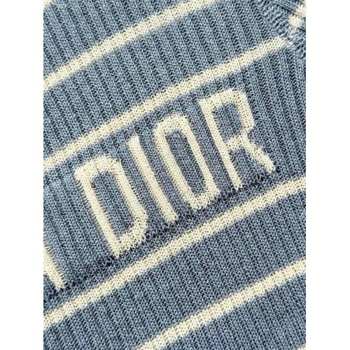 DIOR 25SS Striped Knitted Lettering Short Sleeve - Blue DIOR 25SS Striped Knitted Lettering Short Sleeve - Blue