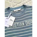 DIOR 25SS Striped Knitted Lettering Short Sleeve - Blue DIOR 25SS Striped Knitted Lettering Short Sleeve - Blue