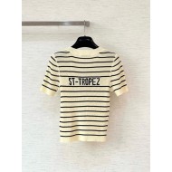 DIOR 25SS Striped Knitted Lettering Short Sleeve - Yellow