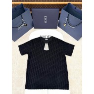 DIOR Classic Towel Jacquard Logo Short Sleeves - Black