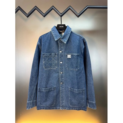 DIOR Homme Logo Embroidered Denim Overshirt