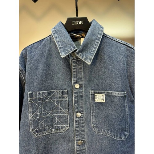 DIOR Homme Logo Embroidered Denim Overshirt