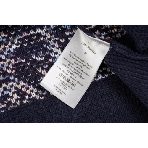 DIOR Oblique Cardigan - Blue Wool Jacquard