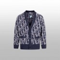 DIOR Oblique Cardigan - Blue Wool Jacquard