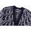 DIOR Oblique Cardigan - Blue Wool Jacquard