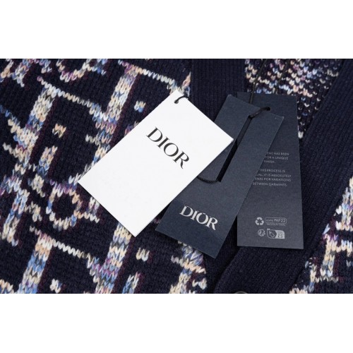 DIOR Oblique Cardigan - Blue Wool Jacquard