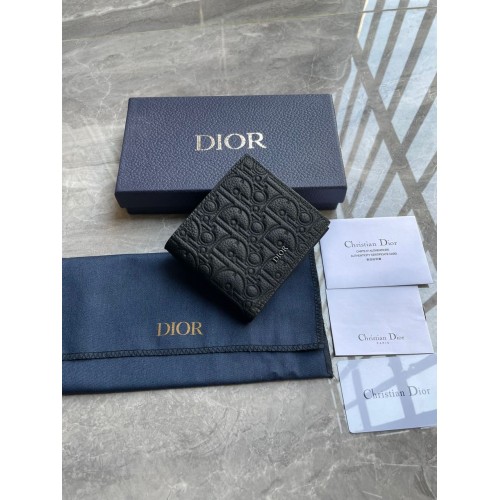 DIOR Gravity Leather Bifold Wallet - Black