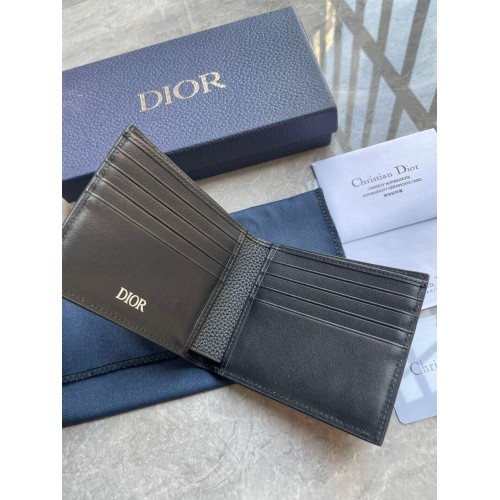 DIOR Gravity Leather Bifold Wallet - Black