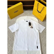 FENDI 2025SS Hot Dog Embroidery Round Neck Short Sleeve - White
