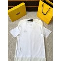 FENDI 2025SS Hot Dog Embroidery Round Neck Short Sleeve - White FENDI 2025SS Hot Dog Embroidery Round Neck Short Sleeve - White
