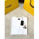 FENDI 2025SS Hot Dog Embroidery Round Neck Short Sleeve - White FENDI 2025SS Hot Dog Embroidery Round Neck Short Sleeve - White